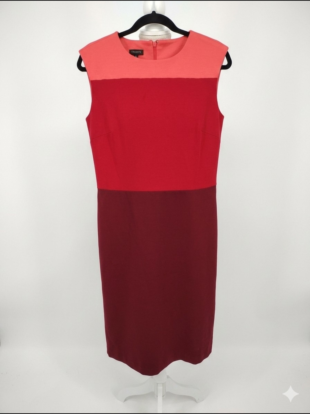 Talbots Size 8 Coral, Red &‎ Burgundy Colorblock Midi Dress